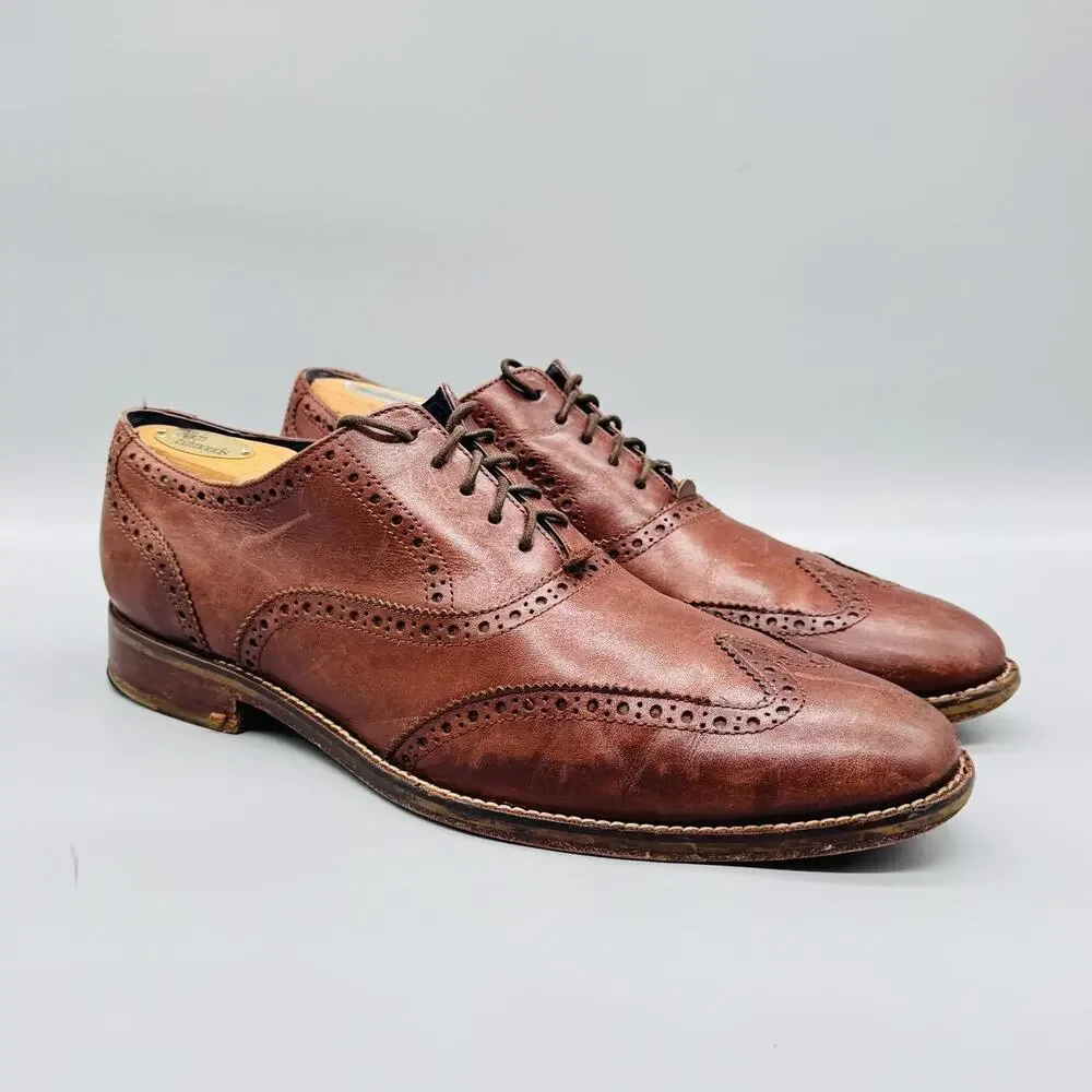 Cole Haan Shoes Mens 12 Brown Leather Vtg Air Wingtip Oxford Dress Brogue Vtg